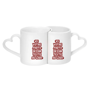 Mug couple, anse coeur, personnalisable maroc
