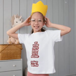 T-shirt (6 a), 100% coton, blanc, personnalisable