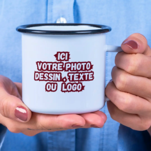 mug emaillé bleu personnalisable yii.ma